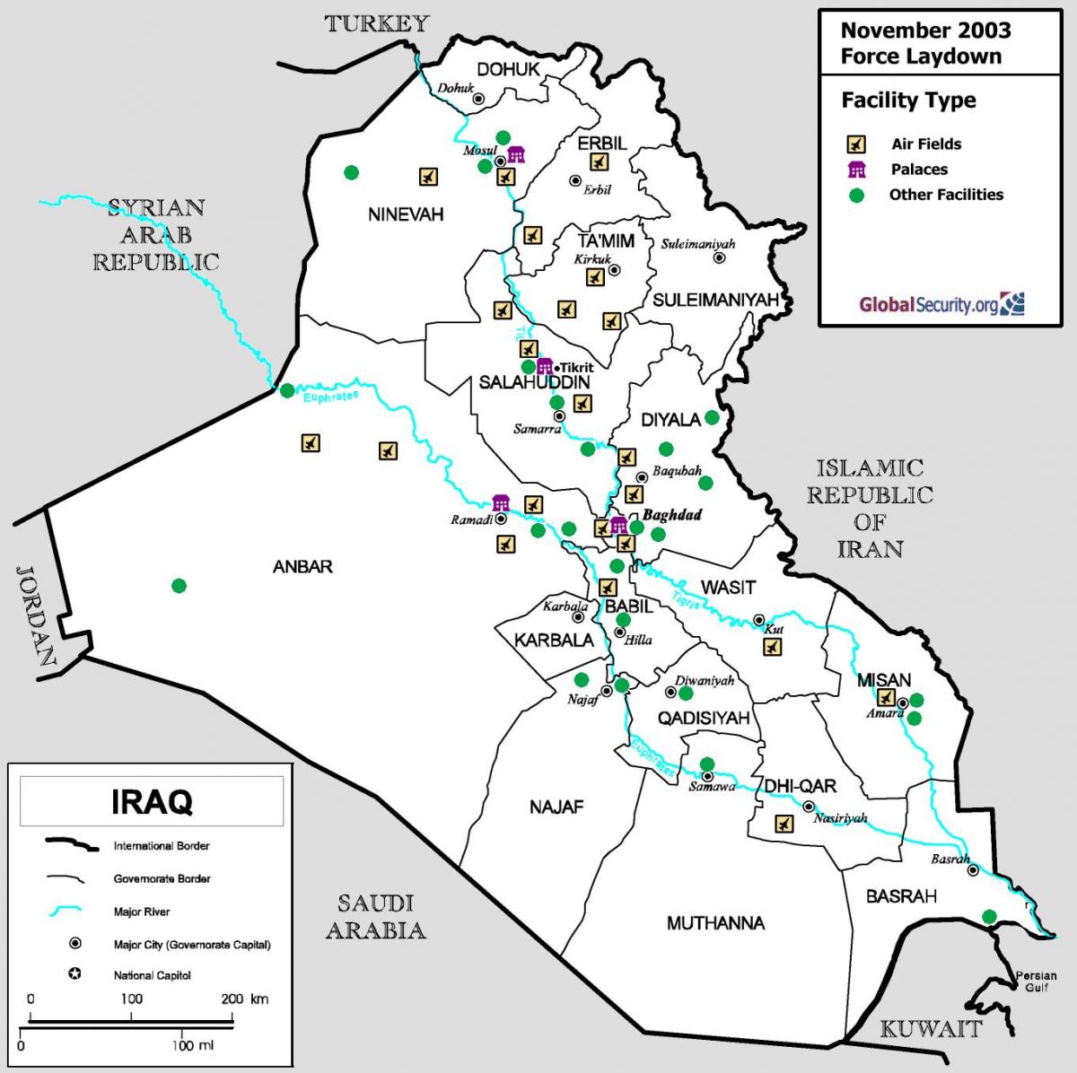 Карта Іраку аеропортів