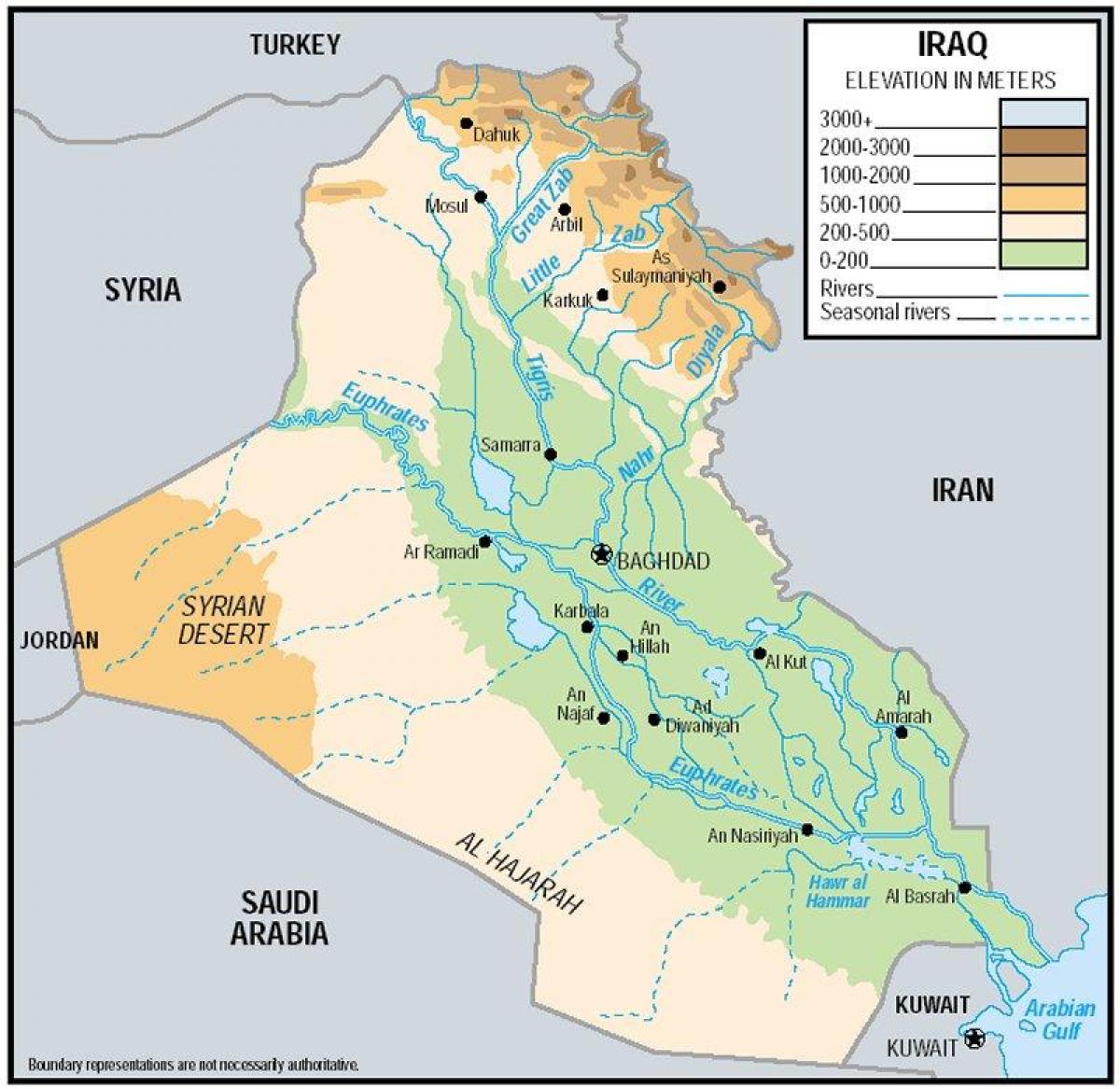 Карта висот Іраку 