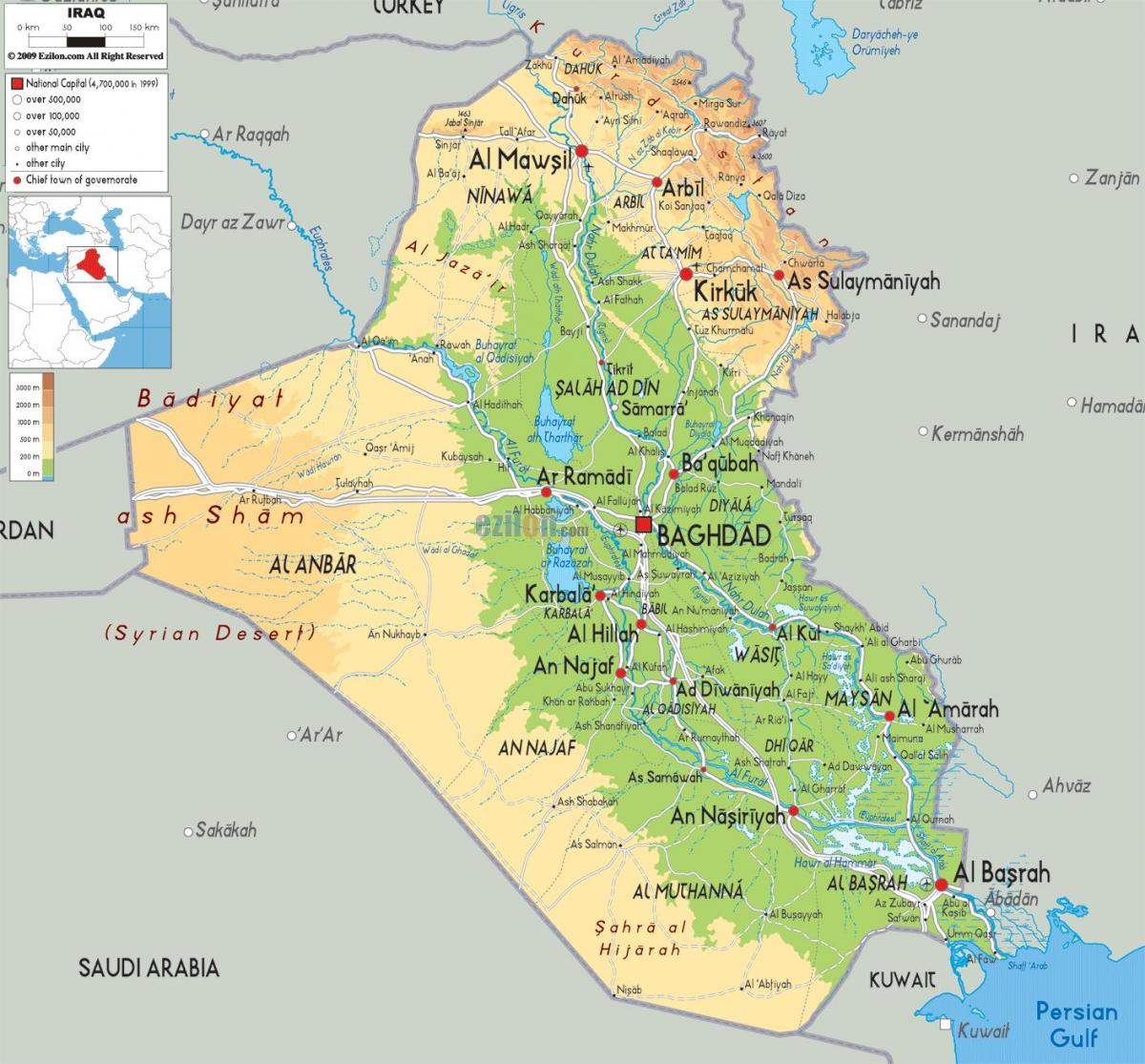 Карта Іраку географії